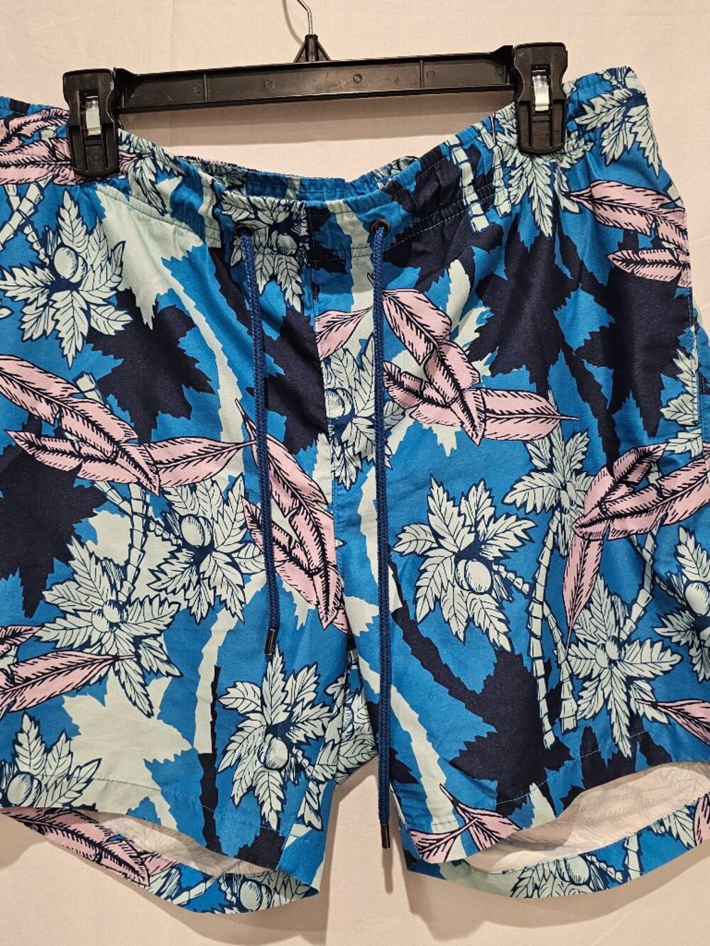 IKE By IKE Behar Men's Swim Trunks M Blue Floral Print Beach Board Shorts